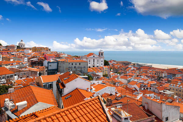 Built Structure Art Print featuring the photograph View of Alfama From Miradouro de Santa Luzia, Lisbon, Portugal by Artherng