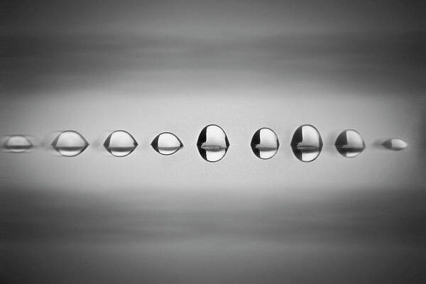 In A Row Art Print featuring the photograph View Of Water Drops by Janneo