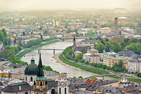Tranquility Art Print featuring the photograph View Over Salzburg, Austria by Stefan Cioata