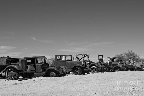 Black And White Art Print featuring the photograph Vintage Cars by Kelly Holm
