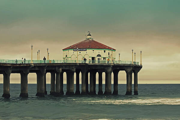 Manhattan Beach Art Print featuring the photograph Vintage Manhattan Beach Pier by Kim Hojnacki