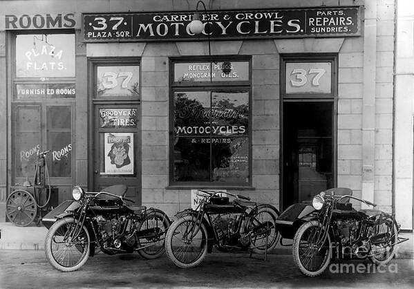 Vintage Motorcycle Dealership Art Print featuring the photograph Vintage Motorcycle Dealership by Jon Neidert