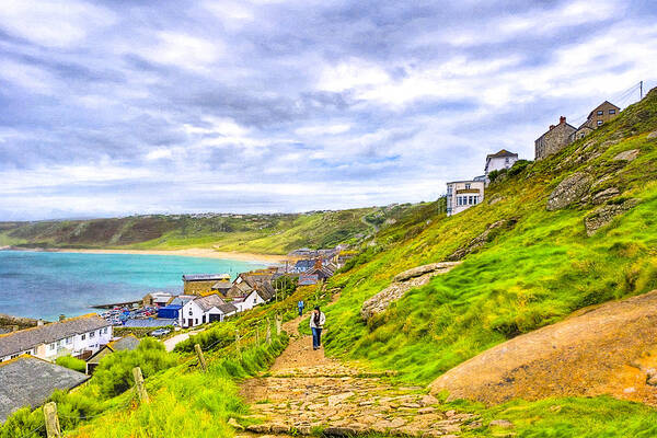 Cornwall Art Print featuring the photograph Walking Into Sennen Cove On The Cornish Coast by Mark Tisdale