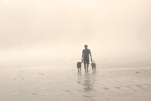 Walking The Dog On A Foggy Sunny Day Art Print featuring the photograph Walking the Dog Florentia by Brian Sereda