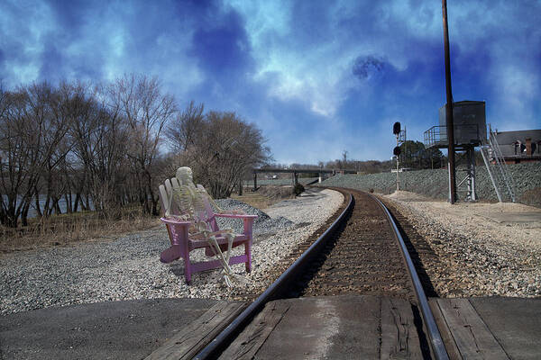 Railroad Art Print featuring the digital art Watchful in Scottsville Virginia by Betsy Knapp