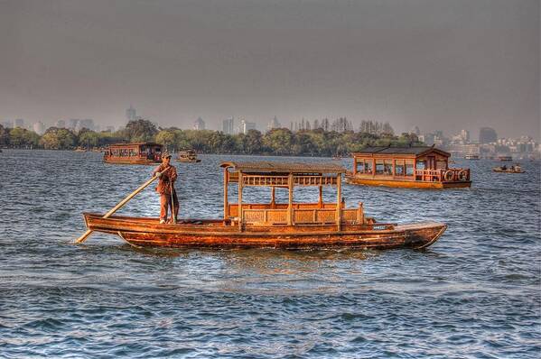 China Art Print featuring the photograph Water Taxi in China by Bill Hamilton