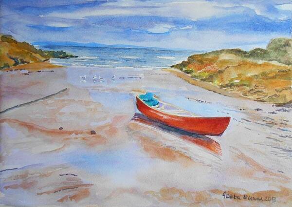 Boat Art Print featuring the painting Watercolor painting of Red Boat by Geeta Yerra