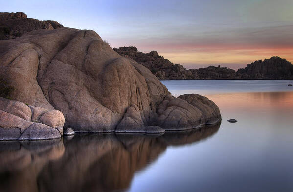 Sunrise Art Print featuring the photograph Watson Lake Arizona Colors by Dave Dilli