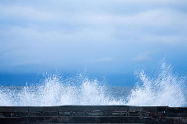 Scarborough Art Print featuring the photograph Waves crashing over seawall in Scarborough by Ian Middleton