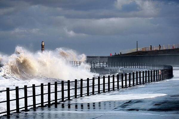 England Art Print featuring the photograph Waves Crashing, Sunderland, Tyne by John Short