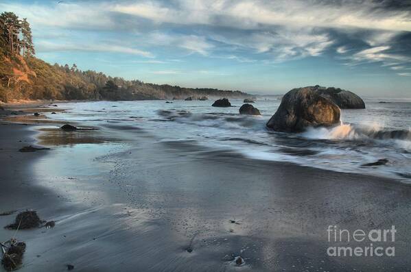 Trinidad State Beach Art Print featuring the photograph Waves On The Rocks by Adam Jewell