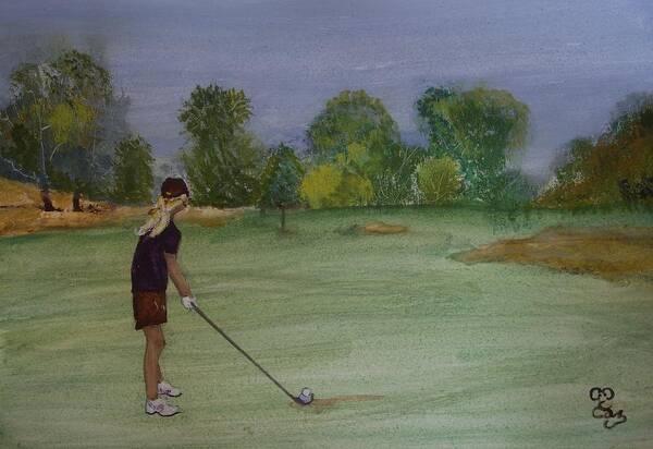 Golf Art Print featuring the painting Weekends were made for Golf by Carole Robins