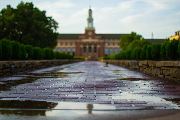 Oklahoma Art Print featuring the photograph Wet Bricks to the Library by Hillis Creative