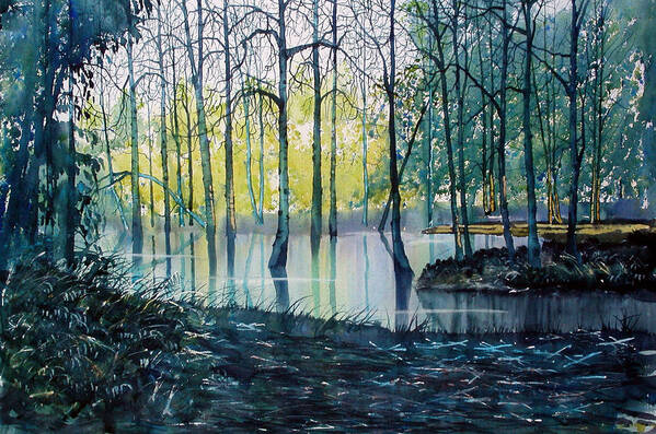 Glenn Marshall Art Print featuring the painting Wetlands on Skipwith Common by Glenn Marshall