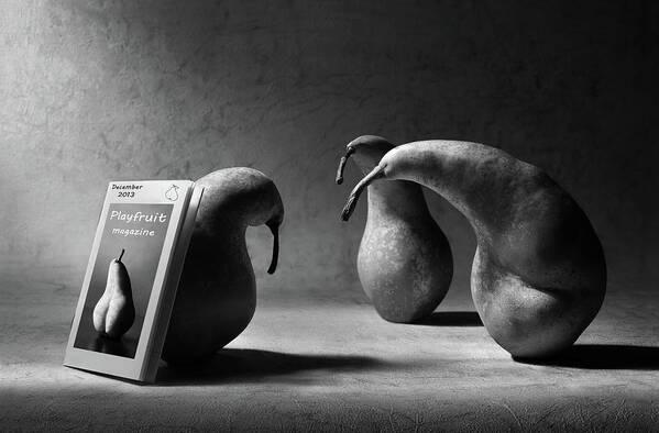Pear Art Print featuring the photograph What Are You Reading, Son?! by Artistname