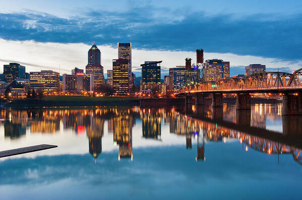 Scenics Art Print featuring the photograph Willamette River Reflections, Portland by Terenceleezy