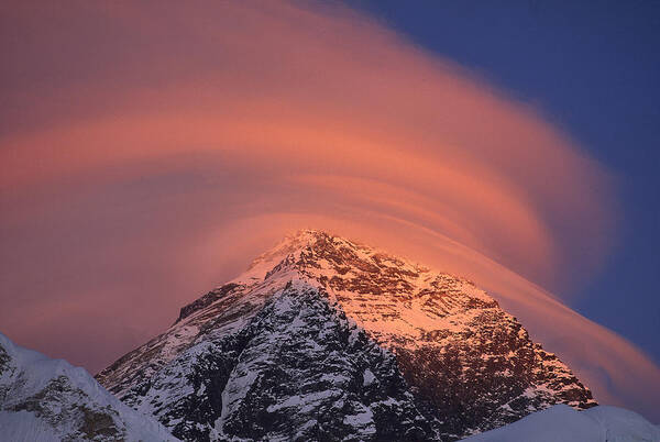 Feb0514 Art Print featuring the photograph Wind Cloud Over Mount Everest by Grant Dixon