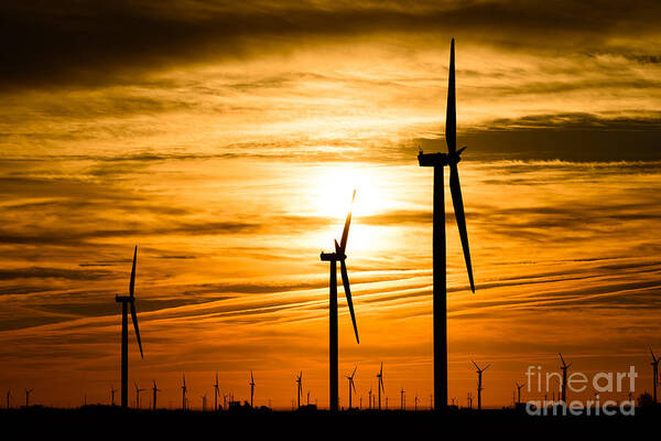 America Art Print featuring the photograph Wind Turbine Farm Picture Indiana Sunrise by Paul Velgos