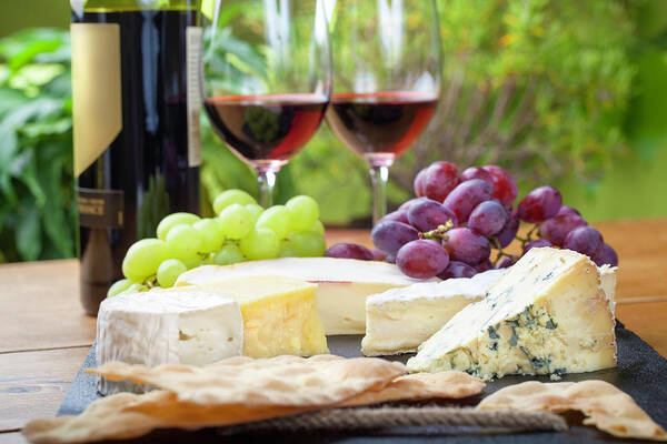 Cheese Art Print featuring the photograph Wine And Cheese Platter by Nicolamargaret Cheese Art Print featuring the photograph Wine And Cheese Platter by Nicolamargaret