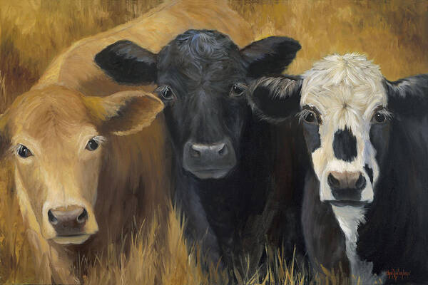 Cow Print Art Print featuring the painting Winken Blinken And Nod by Cheri Wollenberg