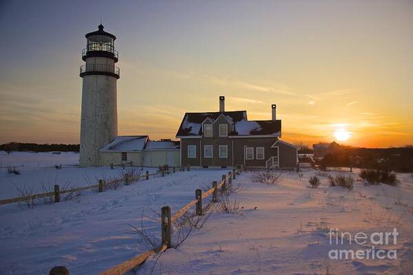 Highland Light Art Print featuring the photograph Winter at Highland Lighthouse by Amazing Jules