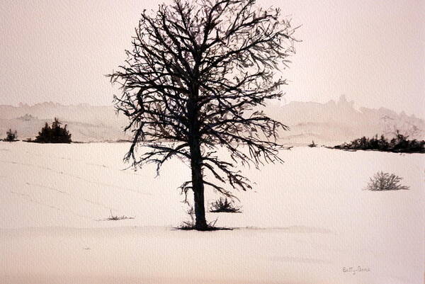 Tree Art Print featuring the painting Winter landscape by Betty-Anne McDonald