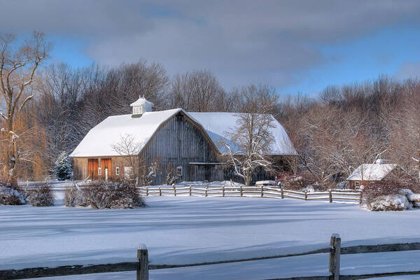 Barn Art Print featuring the photograph Winter on the Farm 14586 by Guy Whiteley