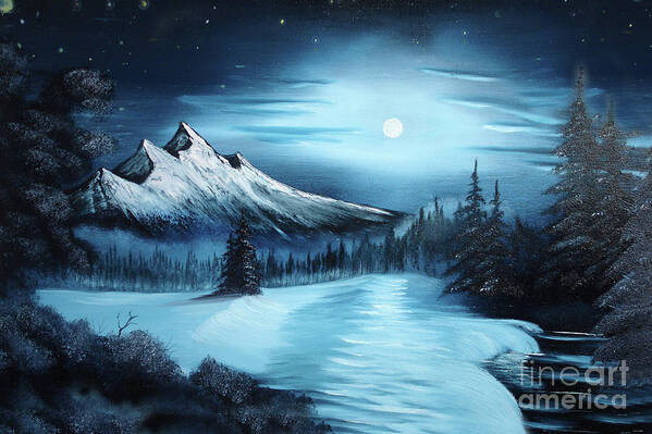 Winter Painting a la Bob Ross Art Print by Bruno Santoro - Fine Art America