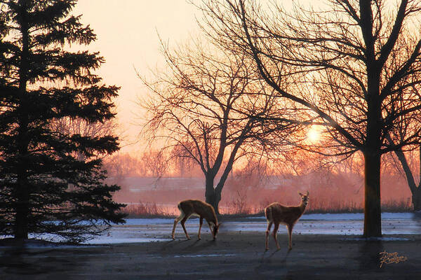 Winter Sunrise Greeting By Doug Kreuger Art Print featuring the painting Winter Sunrise Greeting by Doug Kreuger