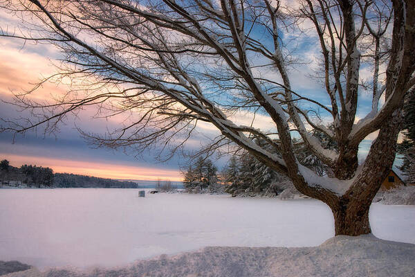 Winter Art Print featuring the photograph Winter Sunset on Long Lake by Darylann Leonard Photography