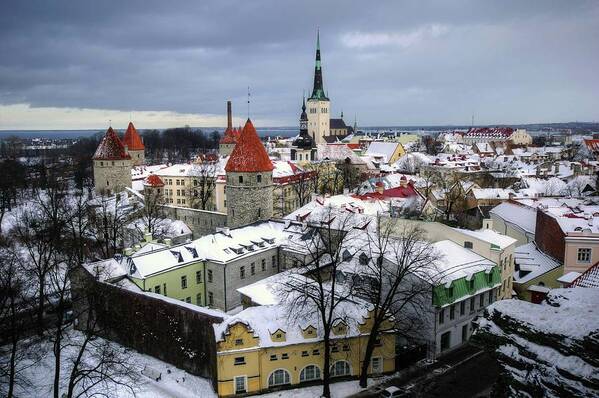 Snow Art Print featuring the photograph Winter View Of Tallinn, Estonia by Mariusz Kluzniak