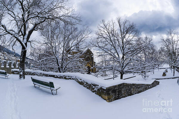 City Of Neuchatel Art Print featuring the photograph Winter welcome by Charles Lupica