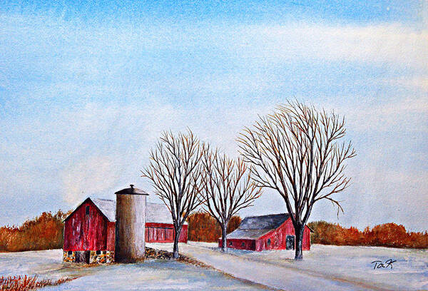 Watercolor Art Print featuring the painting Wisconsin Winter by Thomas Kuchenbecker