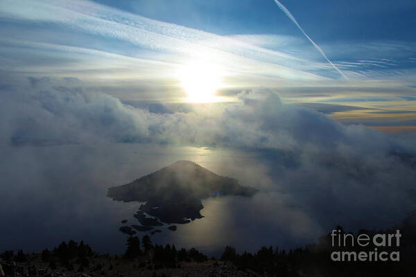 Crater Lake National Park Art Print featuring the photograph Wizard Sunburst by Adam Jewell