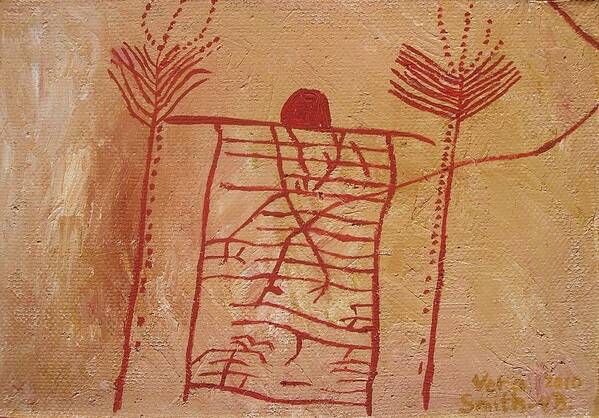 Prehistoric Art Print featuring the painting Woman Holding Yuccas by Vera Smith