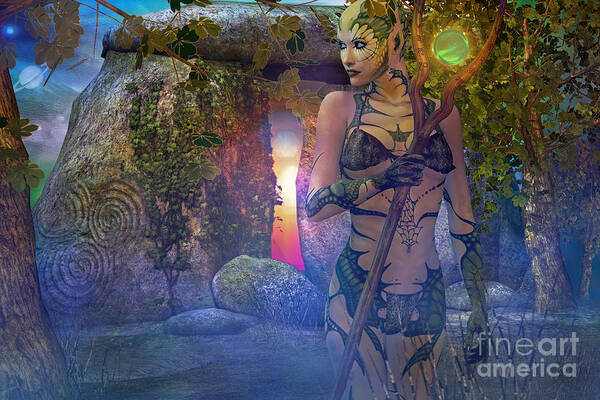 Myths And Legends Art Print featuring the digital art Woodland Nymph by Shadowlea Is