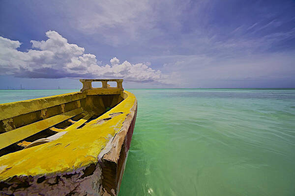 Abandon Art Print featuring the photograph Worn Yellow Fishing Boat of Aruba II by David Letts