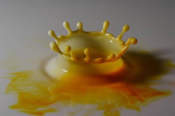 Milk Drop Art Print featuring the photograph Yellow by Mike Farslow