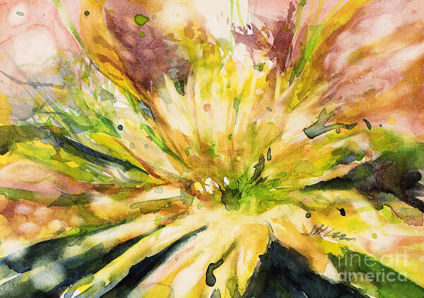 Flower Art Print featuring the painting Yellow Mum by Judith Levins