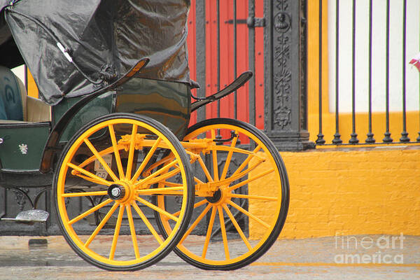 Spain Art Print featuring the photograph Yellow Wheeled Carriage In Seville by Holly C. Freeman