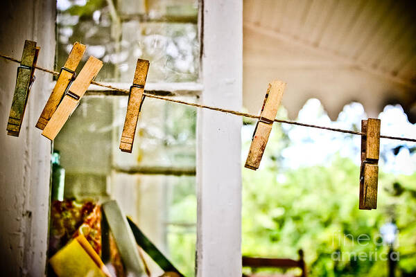 Clothes Pins Art Print featuring the photograph Yesterdays Chores by Colleen Kammerer
