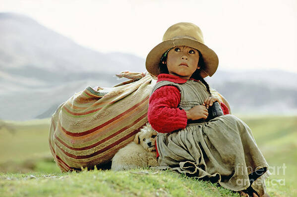 Girl Art Print featuring the photograph Young Girl in Peru by Victor Englebert