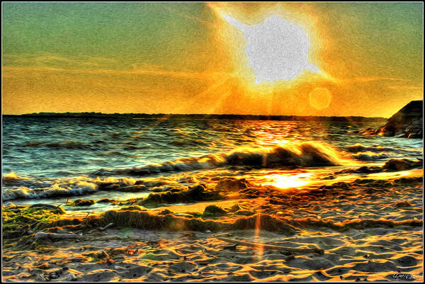  Art Print featuring the photograph 0009 Windy Waves Sunset Rays by Michael Frank Jr