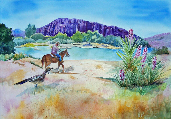 Rio Grande River Art Print featuring the painting Texas - Along the Rio-Grande by Christine Lathrop