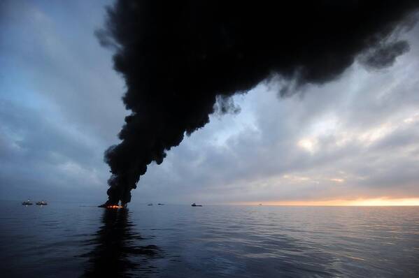 North America Art Print featuring the photograph Oil Spill Burning, Usa #1 by U.s. Coast Guard