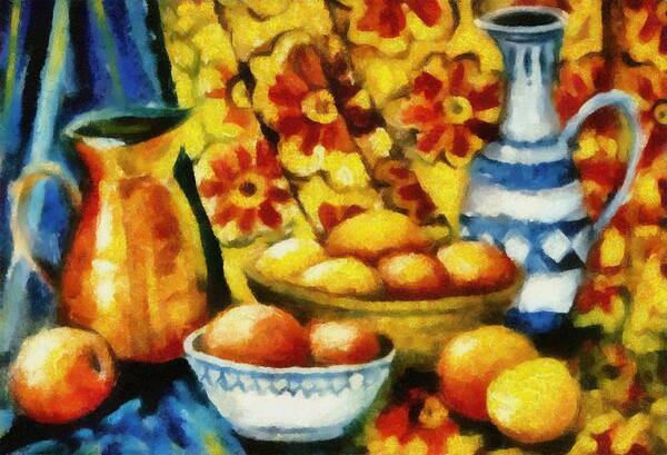 Orange Art Print featuring the painting Still Life with Oranges #1 by Michelle Calkins