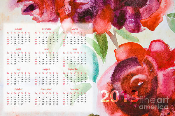 2012 Art Print featuring the painting Template for calendar 2013 #1 by Regina Jershova