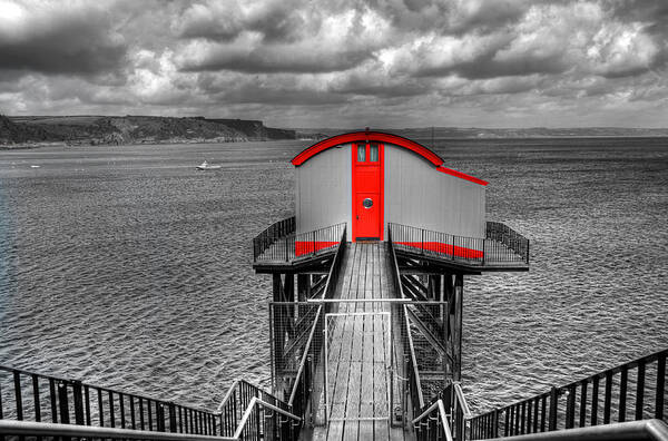 Tenby Lifeboat House Art Print featuring the photograph Tenby Lifeboat House Colour Pop #1 by Steve Purnell