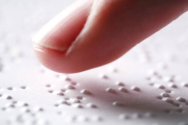 Human Art Print featuring the photograph Braille Reading #2 by Mauro Fermariello