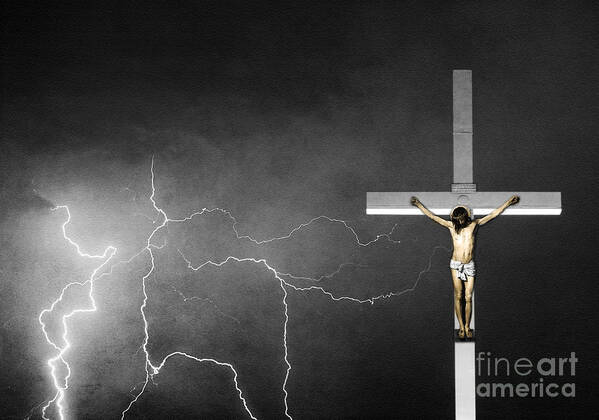 Good Friday Art Print featuring the photograph Good Friday - Crucifixion of Jesus BW by James BO Insogna